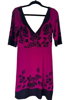 2/$30 A.B.S. Medium Collection Floral Print Dress 3/4 Sleeve Deep V-Neck Poly/Sp